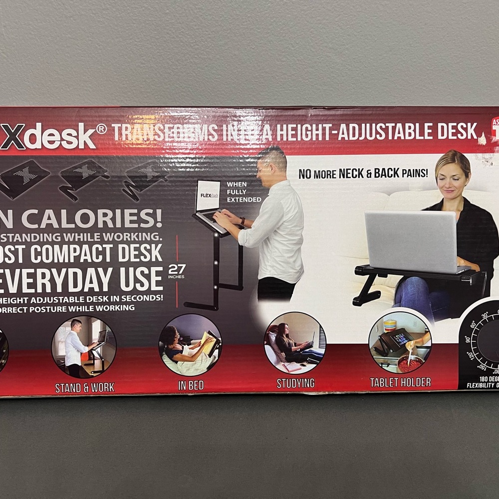 FLEXdesk Transforms Into A Height Adjustable Desk - As Seen On TV 9x10.25x19”
